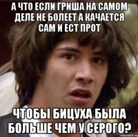 а что если гриша на самом деле не болеет а качается сам и ест прот чтобы бицуха была больше чем у серого?