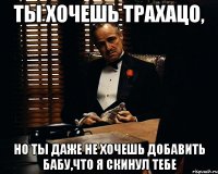 ты хочешь трахацо, но ты даже не хочешь добавить бабу,что я скинул тебе