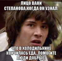 лицо вани степанова,когда он узнал, что в холодильнике кончилась еда...помогите люди добрые)