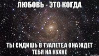 любовь - это когда ты сидишь в туалете,а она ждет тебя на кухне