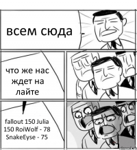 всем сюда что же нас ждет на лайте fallout 150 Julia 150 RoiWolf - 78 SnakeEyse - 75