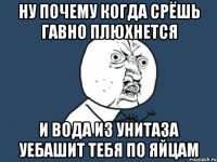 ну почему когда срёшь гавно плюхнется и вода из унитаза уебашит тебя по яйцам