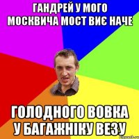 гандрей у мого москвича мост виє наче голодного вовка у багажніку везу