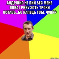 андрійко не пий без мене пива і рибу хоть трохи оставь...бо капець тобі, чув?? 