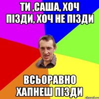 ти ,саша, хоч пізди, хоч не пізди всьоравно хапнеш пізди