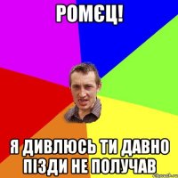 ромєц! я дивлюсь ти давно пізди не получав