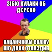 зібю кулаки об дєрєво пацанчікам скажу шо двох отпиздив