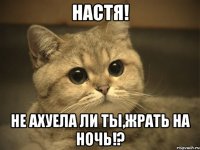 настя! не ахуела ли ты,жрать на ночь!?