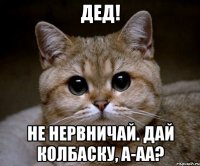 дед! не нервничай. дай колбаску, а-аа?