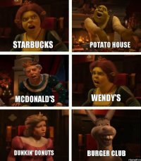 Starbucks McDonald's Dunkin' Donuts Potato House wendy's burger club