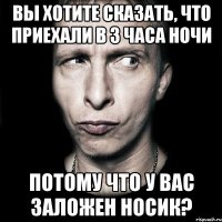 вы хотите сказать, что приехали в 3 часа ночи потому что у вас заложен носик?