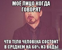 моё лицо когда говорят что тело человека состоит в среднем на 60% из воды