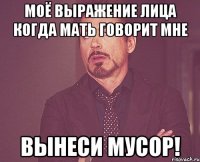 моё выражение лица когда мать говорит мне вынеси мусор!