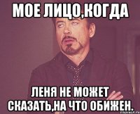 мое лицо,когда леня не может сказать,на что обижен.