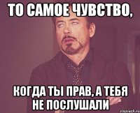 то самое чувство, когда ты прав, а тебя не послушали