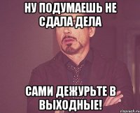 ну подумаешь не сдала дела сами дежурьте в выходные!