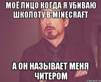 моё лицо когда я убиваю школоту в minecraft а он называет меня читером