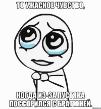 то ужасное чувство, когда из-за пустяка поссорился с братюней.