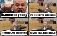 Вышел на улицу Эти говорят, что я алкоголик Те говорят, что я алкоголик А я уже, семь дней не пью