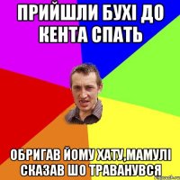 прийшли бухі до кента спать обригав йому хату,мамулі сказав шо траванувся