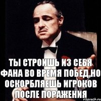 ты строишь из себя фана во время побед,но оскорбляешь игроков после поражения