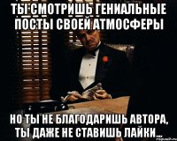 ты смотришь гениальные посты своей атмосферы но ты не благодаришь автора, ты даже не ставишь лайки...