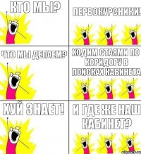 кто мы? первокурсники! что мы делаем? ходим стаями по коридору в поисках кабинета и где же наш кабинет? хуй знает!