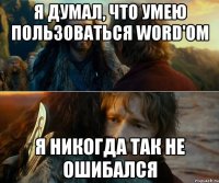 я думал, что умею пользоваться word'ом я никогда так не ошибался