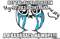 вот так..вы выглядели 1,2,3,4,5,6 сентября а я валялась на море!!!