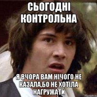 сьогодні контрольна я вчора вам нічого не казала,бо не хотіла нагружати