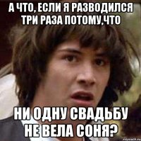 а что, если я разводился три раза потому,что ни одну свадьбу не вела соня?