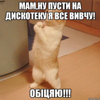 мам,ну пусти на дискотеку я все вивчу! обіцяю!!!