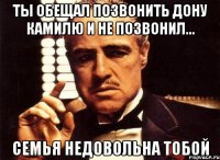 ты обещал позвонить дону камилю и не позвонил... семья недовольна тобой