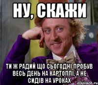 ну, скажи ти ж радий що сьогодні пробув весь день на картоплі, а не сидів на уроках