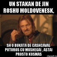 un stakan de jin roshu moldovenesk, sh o bukata de cashcaval puturos cu mushegai , astai prosto kosmas