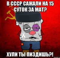 в ссср сажали на 15 суток за мат? хули ты пиздишь?!