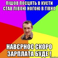 пішов посцять в кусти став лівою ногою в гівно навєрноє скоро зарплата буде !