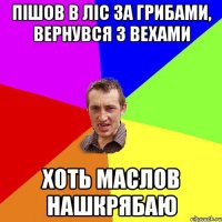 пішов в ліс за грибами, вернувся з вехами хоть маслов нашкрябаю