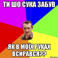 ти шо сука забув як в моїх руках всирався??