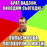 брат вадзон, виходим сьогодні ? попьєм рева, поговорім о жизні