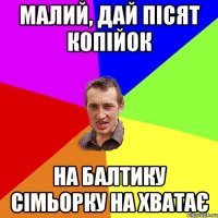 малий, дай пісят копійок на балтику сімьорку на хватає