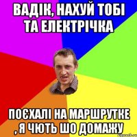 вадік, нахуй тобі та електрічка поєхалі на маршрутке , я чють шо домажу