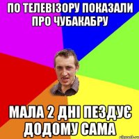 по телевізору показали про чубакабру мала 2 дні пездує додому сама