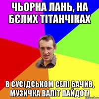 чьорна лань, на бєлих тітанчіках в сусідськом селі бачив, музичка валіт пайдот!