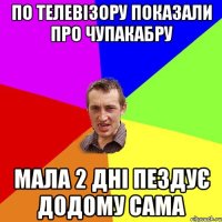 по телевізору показали про чупакабру мала 2 дні пездує додому сама