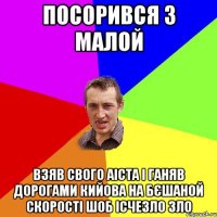 посорився з малой взяв свого аіста і ганяв дорогами кийова на бєшаной скорості шоб ісчезло зло