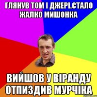 глянув том i джерi.стало жалко мишонка вийшов у вiранду отпиздив мурчiка