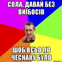 сола, давай без виїбосів шоб всьо по чеснаку було