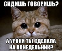 сидишь говоришь? а уроки ты сделала на понедельник?