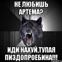 не любишь артема? иди нахуй,тупая пиздопроебина!!!